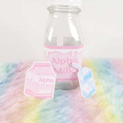 Omegaverse enjoyer set | alpha milk | omega slick | sticker, glass set