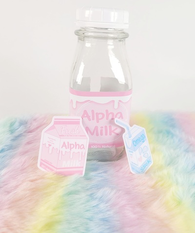 Omegaverse enjoyer set | alpha milk | omega slick | sticker, glass set