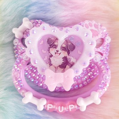 Pastel pup pet play pacifier