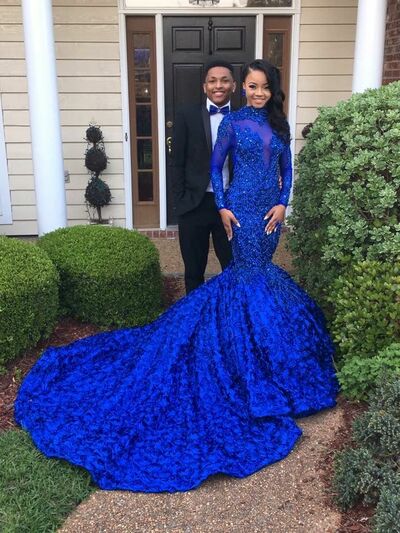 Royal Blue Mermaid Prom Dresses For Special Occasion Lace Evening Formal Party Second Reception Birthday Engagement Dress
