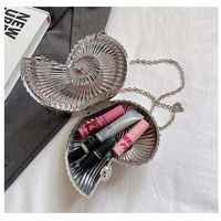 Women's Shoulder Messenger Crossbody Bag Fun Personality Metal Chain Clutch Acrylic Shell Phone Bags - Thumbnail 5