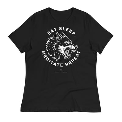 Eat sleep meditate repeat womens fitted t-shirt  spiritual wellness tee