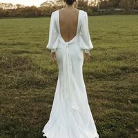 Silk Wedding Dress, Sexy Backless Bridal Gown - Thumbnail 1