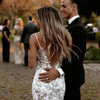 Floral V-neck Wedding Dress, Sexy Backless appliques Lace Bridal Dress Bridal Gown - Thumbnail 3