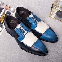 Casual leather shoes men's retro hairstylist business brogues shoes  3 colors - Thumbnail 3