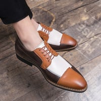 Casual leather shoes men's retro hairstylist business brogues shoes  3 colors - Thumbnail 6