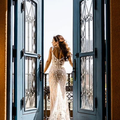 Floral lace wedding dress, sexy bridal dress bridal gown