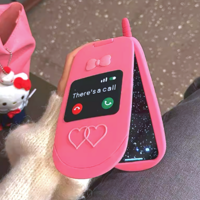 Retro pink mirror phone case