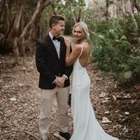 Sexy Deep V-neck Wedding Dress, Backless Satin Bridal Dress Bridal Gown - Thumbnail 3