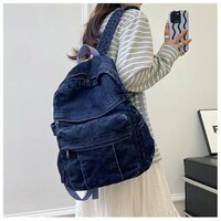 Vintage Demin School Backpack Jeans Shoulder Bag  - Thumbnail 4