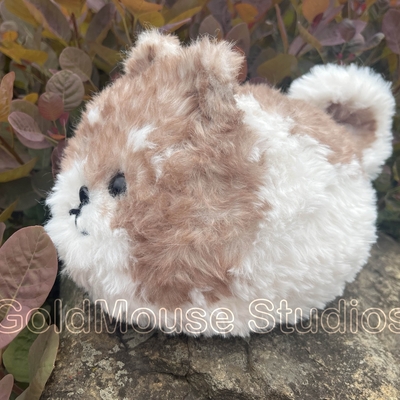 Brown parti fluffy amigarumi pomeranian