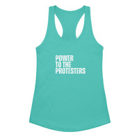 Power to the Protest Womens Soft Cotton Breathable Fitted Racerback Social Justice Activist Tank Top  - Thumbnail 3