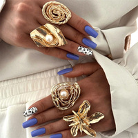 Personality Design Open Ring Vintage Flower Finger Rings Jewelry Gifts - Thumbnail 1