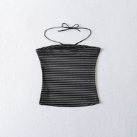 Casual bow tie elastic slim fit tube top - Thumbnail 3