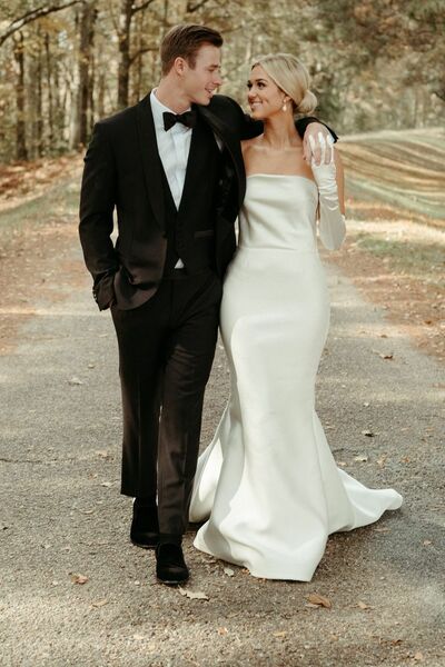 Sexy Sheath Wedding Dress, Bow Sash Satin Bridal Dress Bridal Gown