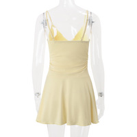 Solid color sexy slim suspender dress short skirt - Thumbnail 1