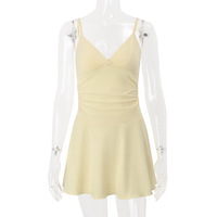 Solid color sexy slim suspender dress short skirt - Thumbnail 4