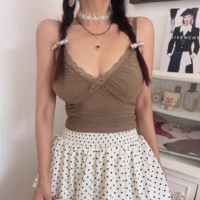 Sexy short navel-exposing mesh vest with non-detachable chest pad - Thumbnail 1