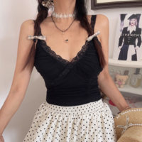 Sexy short navel-exposing mesh vest with non-detachable chest pad - Thumbnail 2