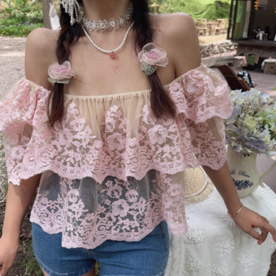 Sexy hottie layered embroidered top