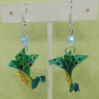 Origami Peacock earrings - Thumbnail 2