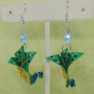 Origami peacock earrings