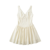 Lace back elastic suspender dress lace stitching halter neck dress - Thumbnail 4