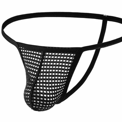 Black 10-pack gay men's sexy lingerie mesh holes breathable thong t-back tenga underpants e108