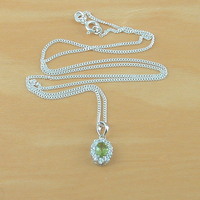 BOXED GIFT SET/Sterling Silver Peridot Pendant & Chain/Peridot Necklace/Peridot Jewellery/Peridot Jewelry/Peridot Earrings/August Birthstone/UK - Thumbnail 2