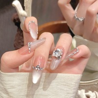10pcs Handmade Press on Nails for Gluing Spring Green Cat Eye False Nails  - Thumbnail 4