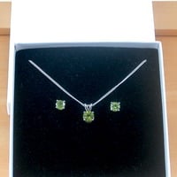 BOXED GIFT SET/Sterling Silver Peridot Pendant & Chain/Peridot Necklace/Peridot Jewellery/Peridot Jewelry/Peridot Earrings/August Birthstone/U - Thumbnail 8