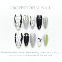 Fashion Handmade Press on Nails French Flowers Design Reusable Acrylic False Nails Artifical Nail Art - Thumbnail 2