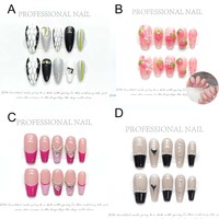 Fashion Handmade Press on Nails French Flowers Design Reusable Acrylic False Nails Artifical Nail Art - Thumbnail 6