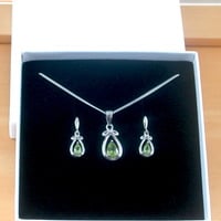 BOXED GIFT SET/Sterling Silver Peridot Celtic Knot Pendant & Chain/Peridot Necklace/Peridot Jewellery/Peridot Jewelry/Peridot Earrings/August - Thumbnail 11