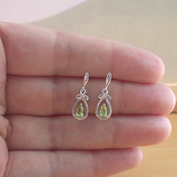 BOXED GIFT SET/Sterling Silver Peridot Celtic Knot Pendant & Chain/Peridot Necklace/Peridot Jewellery/Peridot Jewelry/Peridot Earrings/August - Thumbnail 7