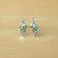 BOXED GIFT SET/Sterling Silver Peridot Squiggle Pendant & Chain/Peridot Necklace/Peridot Jewellery/Peridot Jewelry/Peridot Earrings/August - Thumbnail 6