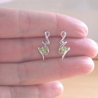 BOXED GIFT SET/Sterling Silver Peridot Squiggle Pendant & Chain/Peridot Necklace/Peridot Jewellery/Peridot Jewelry/Peridot Earrings/August - Thumbnail 7
