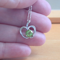 BOXED GIFT SET/Sterling Silver Peridot Apple Pendant & Chain/Peridot Necklace/Peridot Jewellery/Peridot Jewelry/Peridot Earrings/August - Thumbnail 5