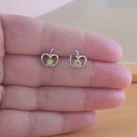 BOXED GIFT SET/Sterling Silver Peridot Apple Pendant & Chain/Peridot Necklace/Peridot Jewellery/Peridot Jewelry/Peridot Earrings/August - Thumbnail 8