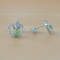 BOXED GIFT SET/Sterling Silver Peridot Apple Pendant & Chain/Peridot Necklace/Peridot Jewellery/Peridot Jewelry/Peridot Earrings/August - Thumbnail 10
