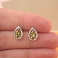 BOXED GIFT SET/Sterling Silver Peridot & Cz Pendant & Chain/Peridot Necklace/Peridot Jewellery/Peridot Jewelry/Peridot Earrings/August - Thumbnail 7