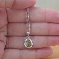 BOXED GIFT SET/Sterling Silver Peridot & Cz Pendant & Chain/Peridot Necklace/Peridot Jewellery/Peridot Jewelry/Peridot Earrings/August - Thumbnail 4