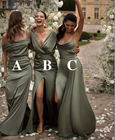 3 Styles Olive Green Bridesmaid Dresses for Wedding Party