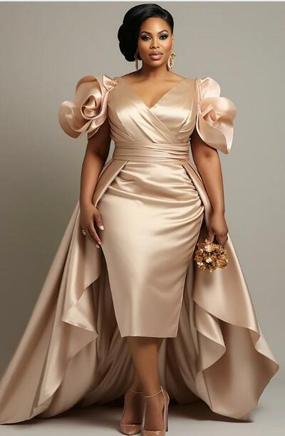 Plus Size Sheath Tea-length Mother Of The Bride/ Groom Dresses Formal Evening Dress