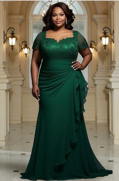 Emerald Green Sheath Lace Mother Of The Bride/ Groom Dresses Formal Evening Dress