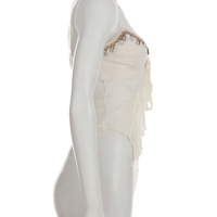 Shell tassel suspenders low collar showing chest lace irregular mesh sexy see-through vest - Thumbnail 2