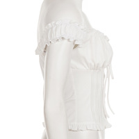 Ruffled collar lace-up vest - Thumbnail 3