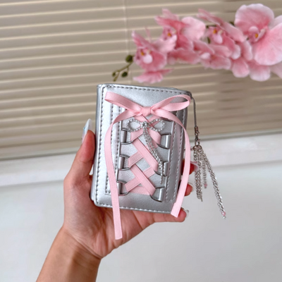 Lace bow card wallet