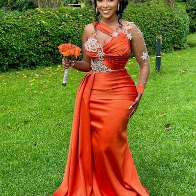 Coral sheath prom dresses beading crystals evening gowns african girls formal party occasion gowns custom