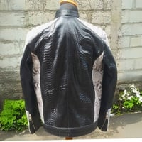 Cafe Racer Snakeskin Leather Jacket - Thumbnail 4